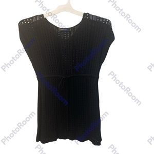 Merokeety women’s crochet blouse/top shirt  black,size M, open knit, pull… shirt
